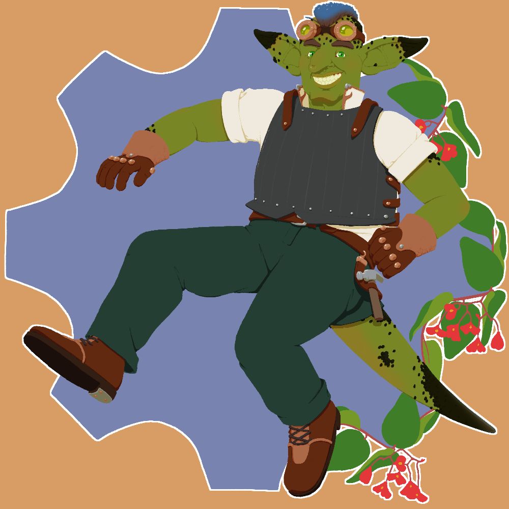 a Goblin / Dragon hybrid whos an artificer / socerer called Gaston