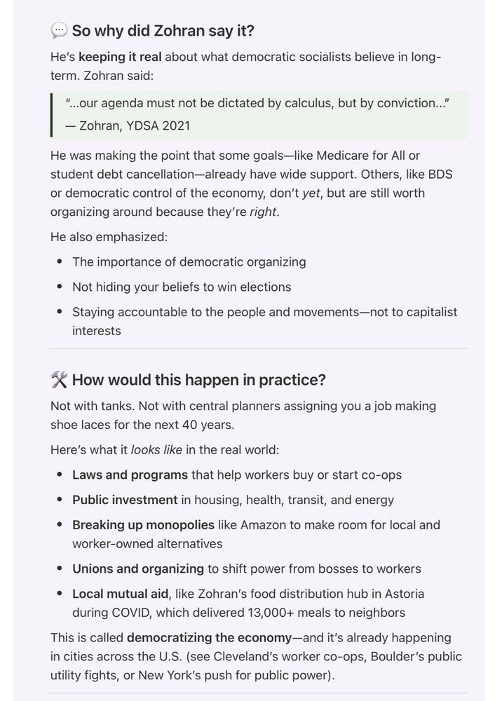 So why did Zohran say it? He's keeping it real about what democratic socialists believe in long- term. Zohran said: 