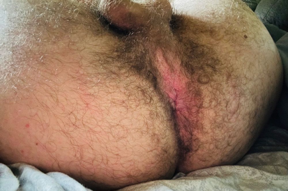 Fuzzy butt with pink hole open for business 