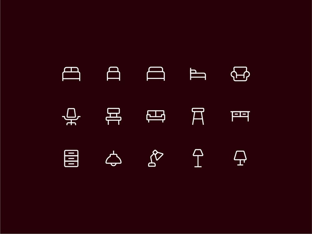 outline furniture icons in a grid