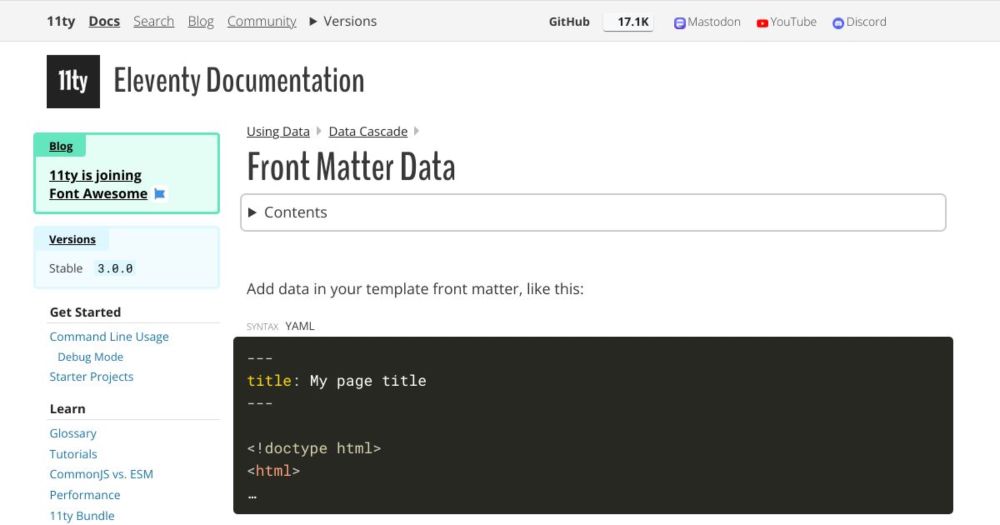 Front Matter Data