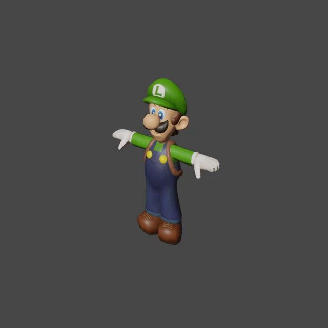 a 3d model of luigi from super mario with his arms crossed