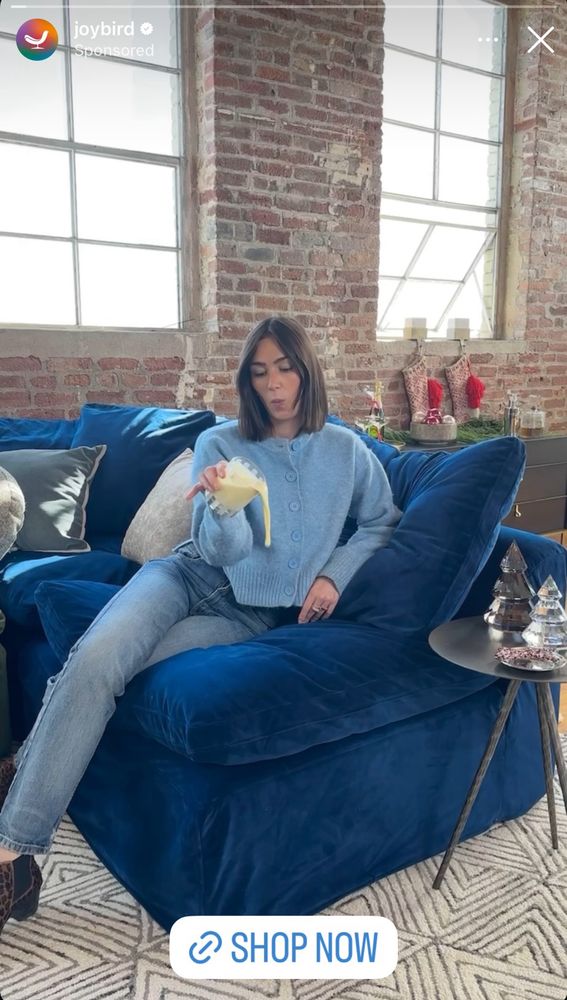 Screen grab of a joy bird as where a woman spills drinks on a couch.