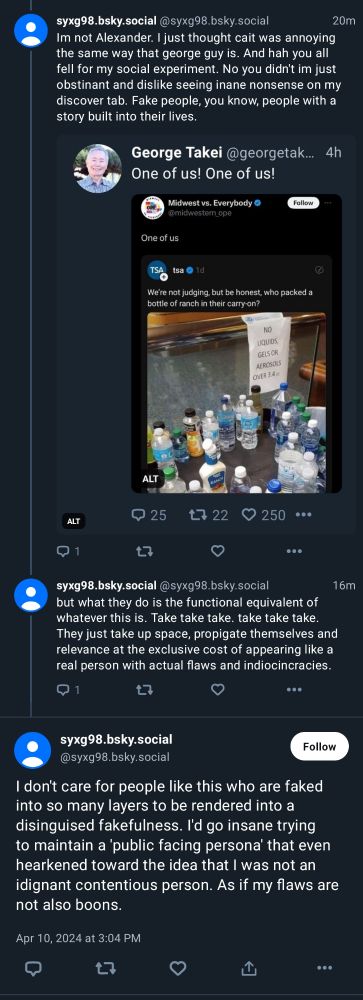 Posts from that one user talking about how he doesn't think Cait is literally fake, just that... well what he is saying is unclear, also George Takei is involved now somehow