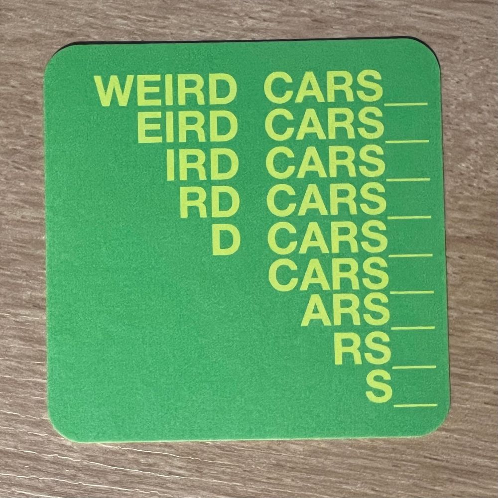 Weird Cars repeating text business card