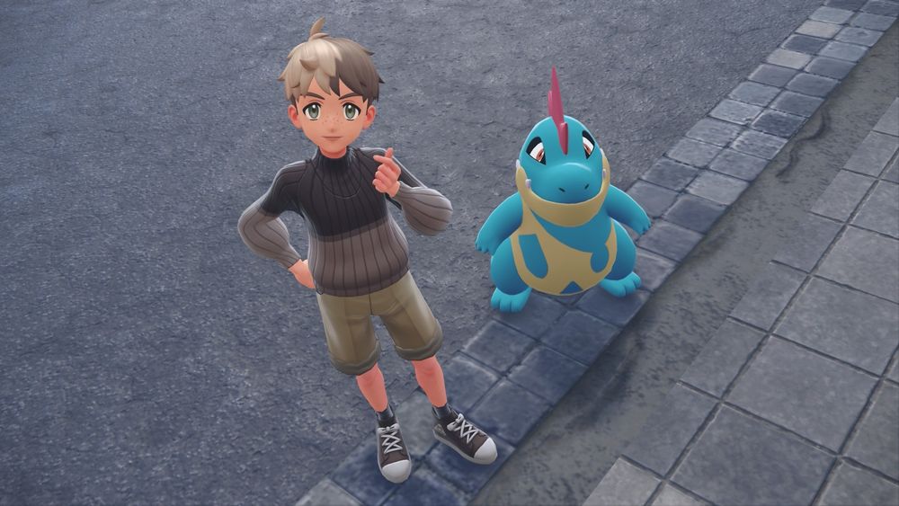My Pokemon z-a character posing with Croconaw.