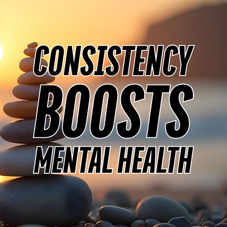 Consistency boosts mental health

Image of carefully stacked stones with the sunset behind.