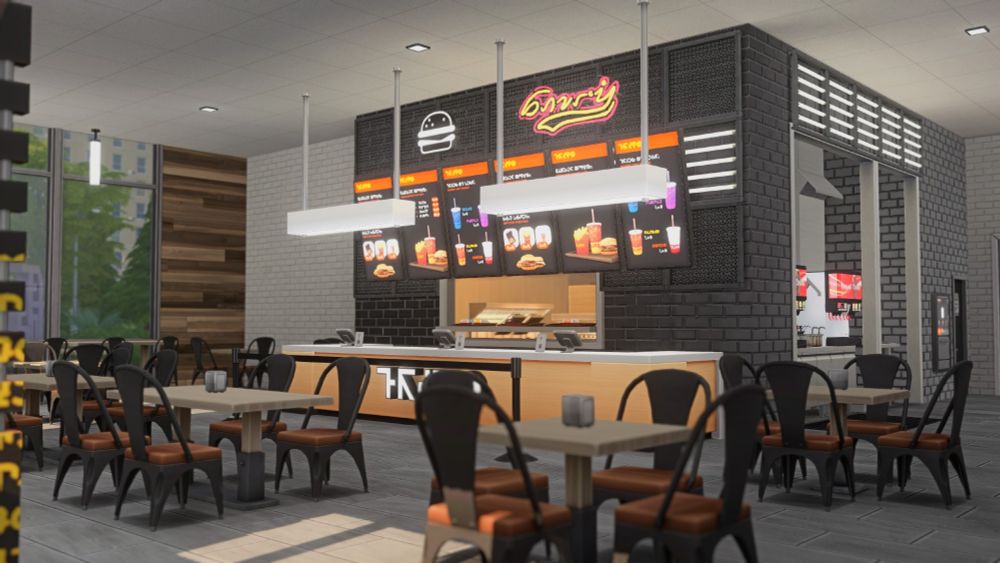 Interior of the restaurant, with a refill area and a kitchen window. I swear somebody separated the years ago the Dine Out window from the station but alas I haven't been able to find it again.