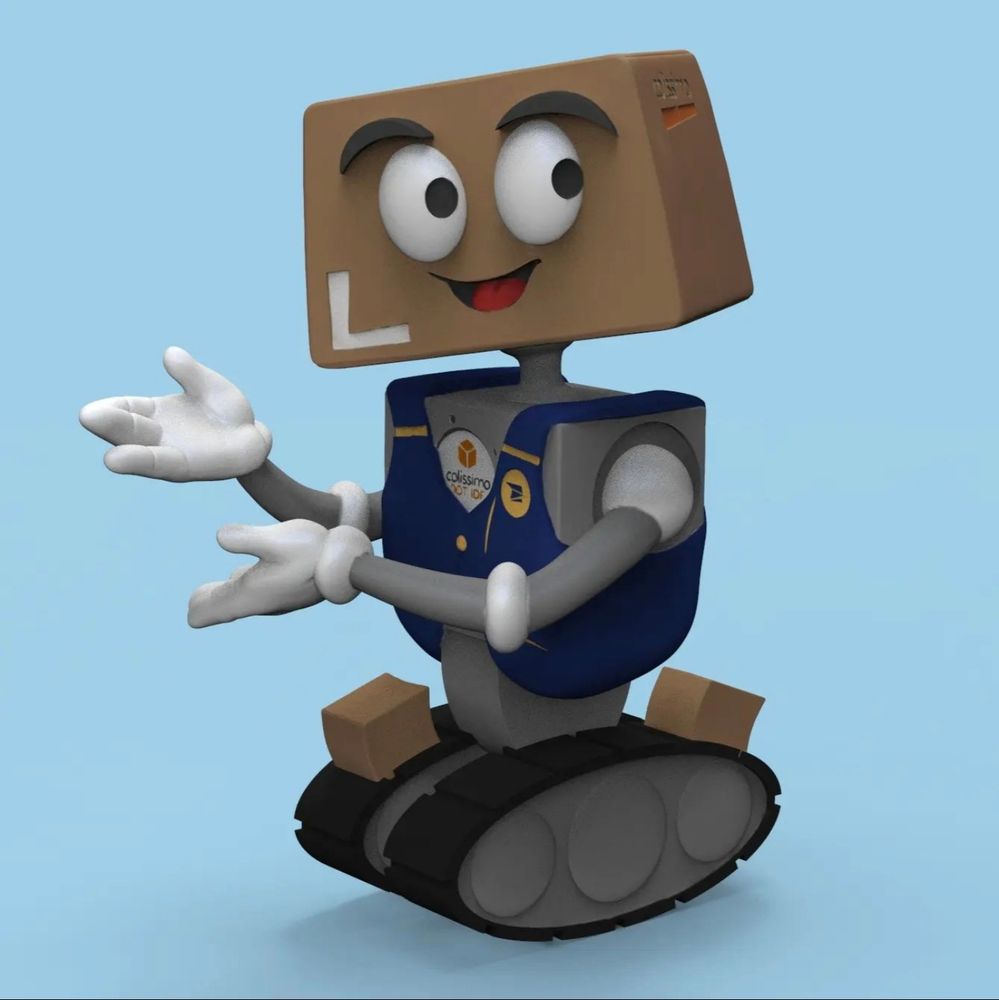 Robot character to represent a packaging brand. 3D model