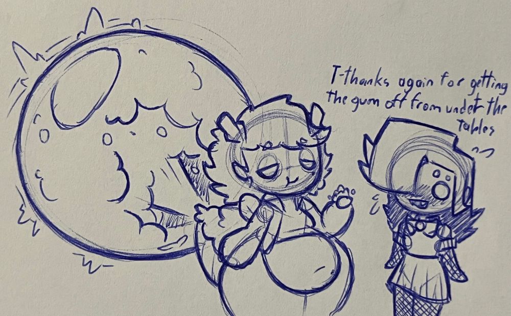 cunkcorner.bsky.social’s hot as fuck fly lass who currently doesn’t have a name, Edith J. Peppers (oc/sona)

Edith stands flustered, blushing and sweating, she tells her accomplice “T-thanks again for getting the gum off from under the tables” as the fly gal stands next to her, holding a wad of pre chewed gum in her hand, and a gigantic bubble filled with farts coming out of her abdomen

It’s nice how helpful she is with cleaning out trash and stale leftovers in the bakery :)