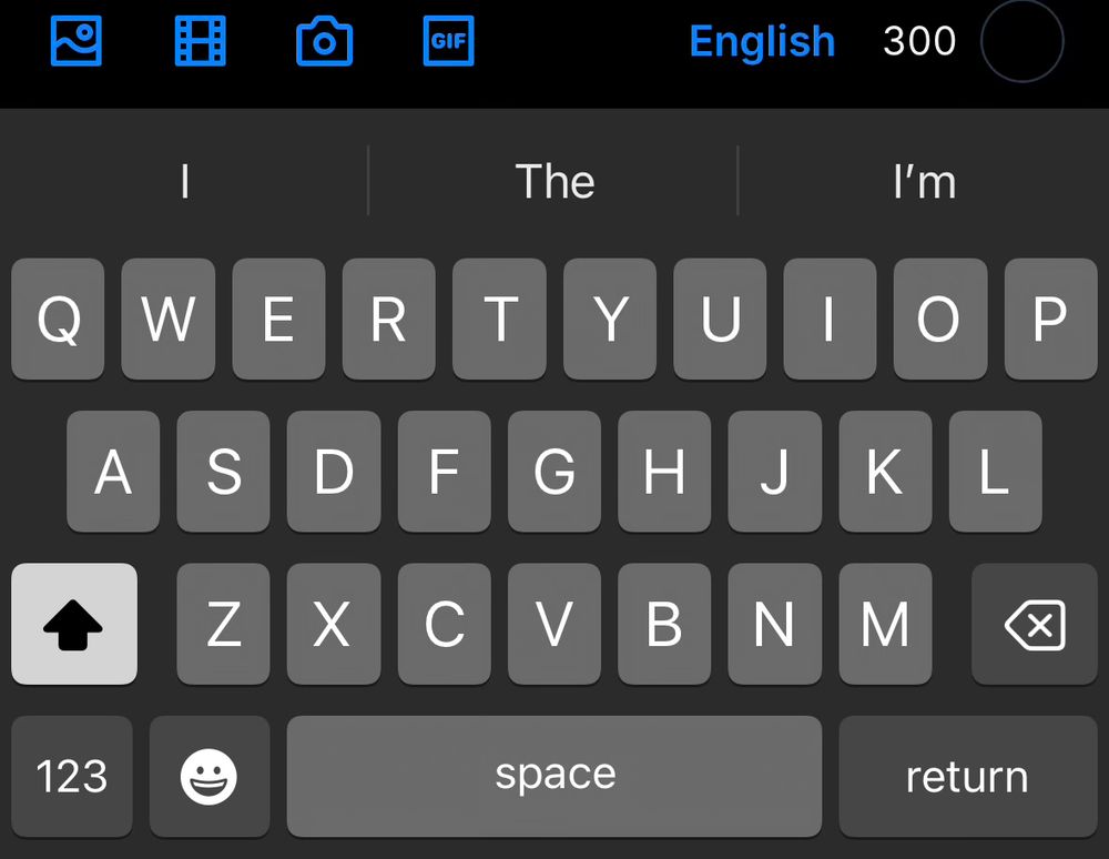 iOS keyboard in Bluesky. The font matches the text font in the previous skeet’s image.