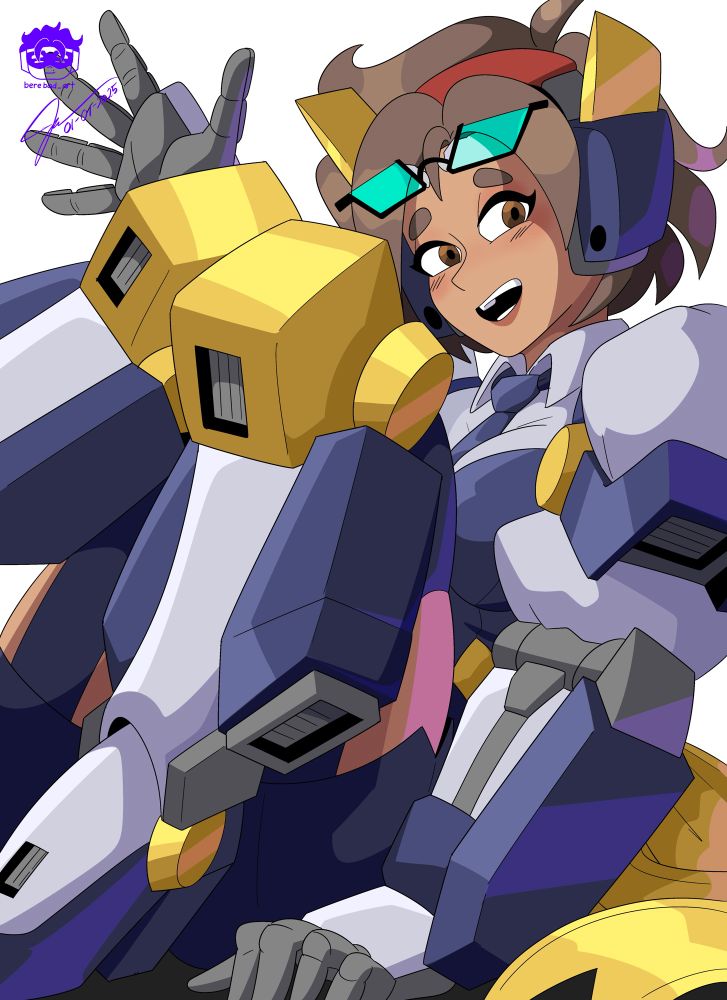 A closeup of Magdalena in her Sentinel Style outfit