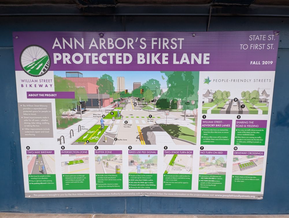 A poster about Ann Arbor's first protected bike lane