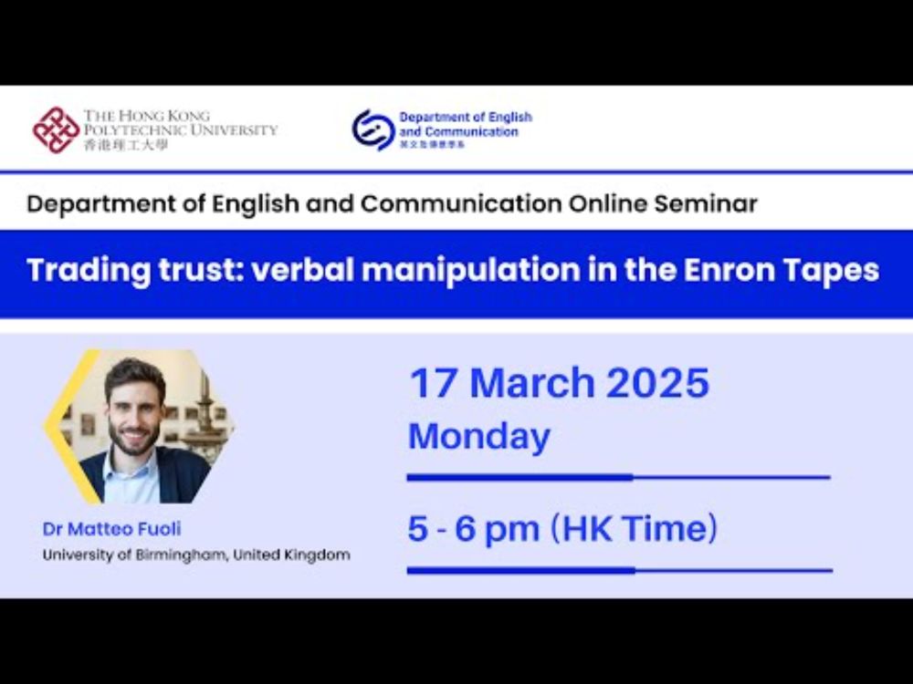 Seminar | Trading trust: verbal manipulation in the Enron Tapes