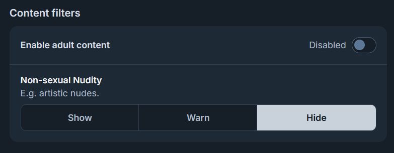 "Content filters", a setting located under the "Moderation" tab of your user settings on Bluesky.