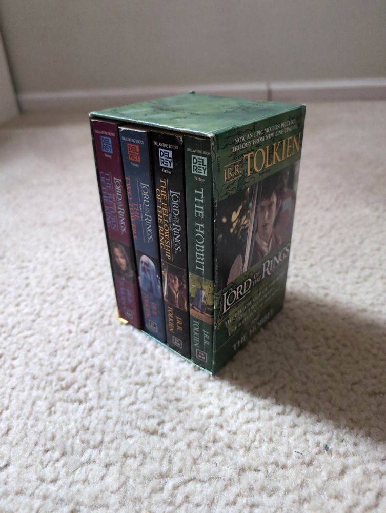 a box set of the lord of the rings trilogy + the hobbit