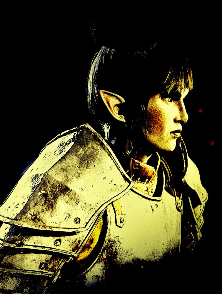 My Oblivion Remastered character called "Mido". She's a Dark Elf Crusader and she's very angry! 