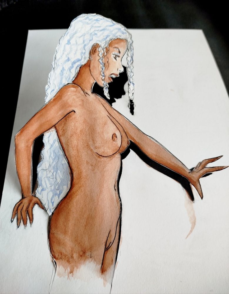 Un personnage peint sort de sa feuille de papier.