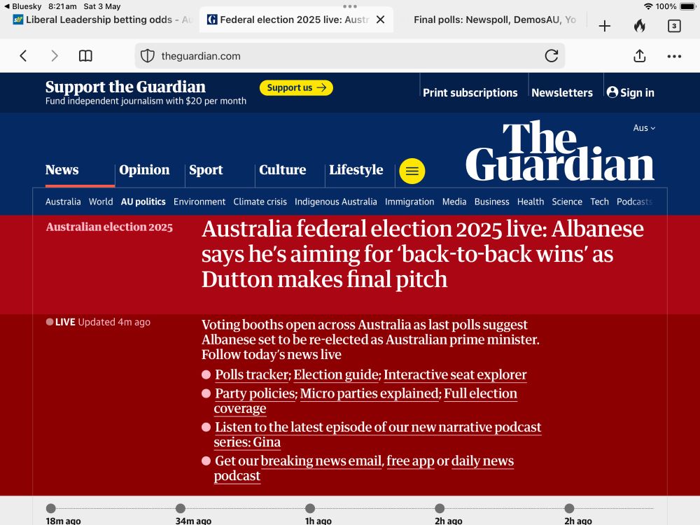 Picture of a website for the Australian election 