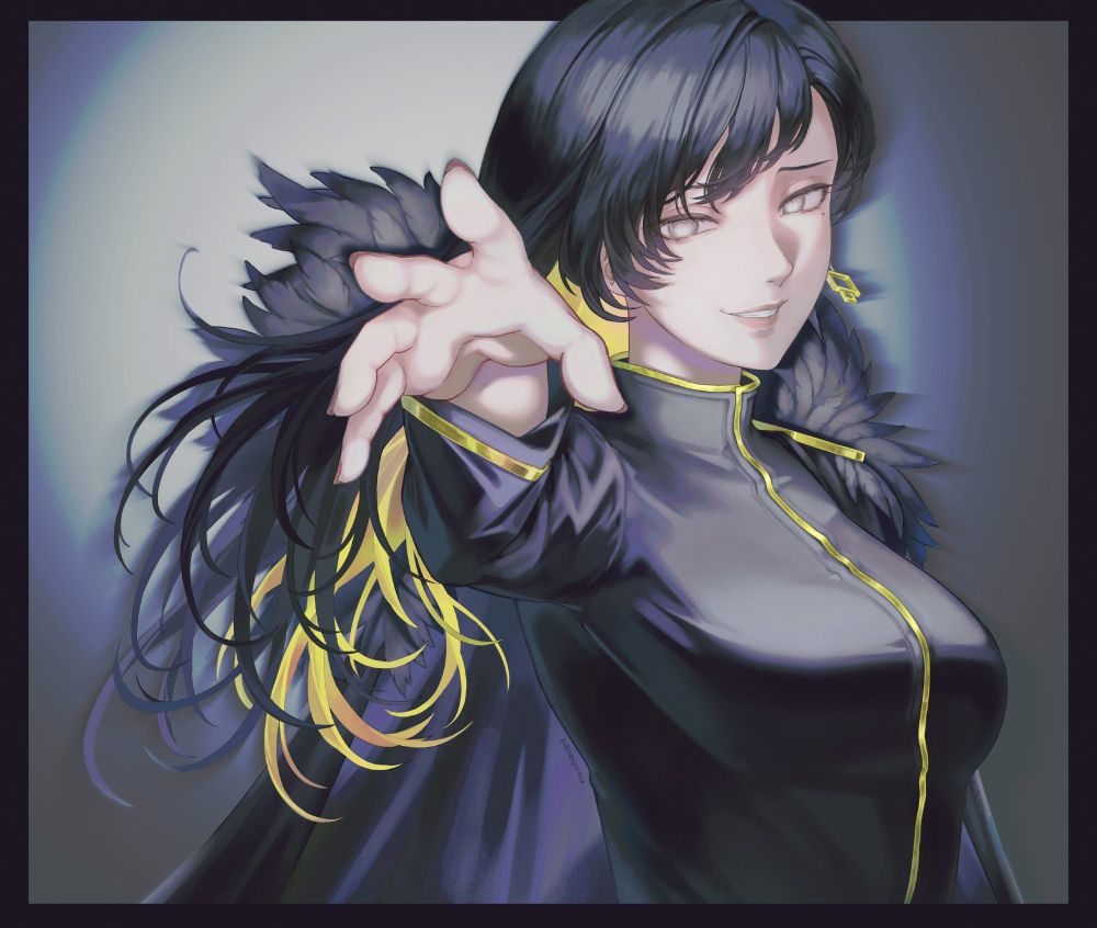 Bust-up fanart of Binah from 2023 under my old username @fullchemprotect.

It's Binah in her appearance in Library of Ruina (Project Moon) when she's wearing her arbiter uniform. She's doing the pose that she does when throwing a pillar. No effects because I didn't know how to make them back then, hehe.

During 2023 my art changed rapidly, so I only re-upload arts that are similar to my current art style.