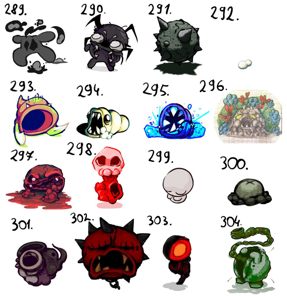 Drawing every TBOI enemy 95%