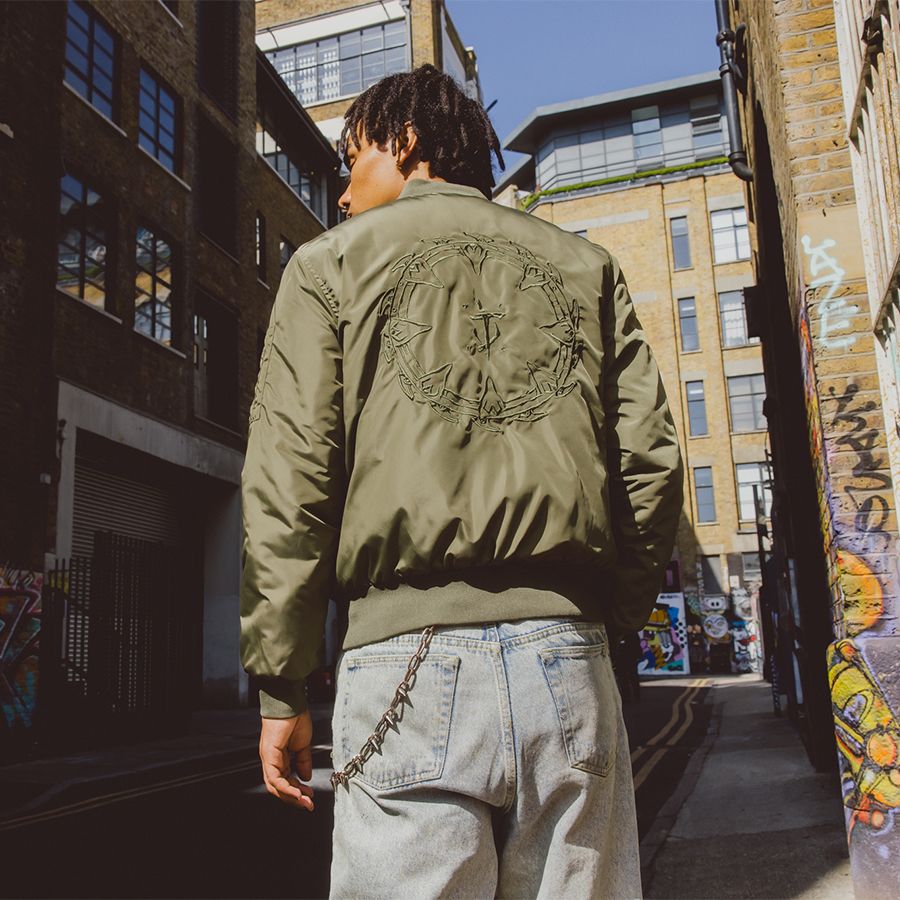 Model wearing our Slayer jacket