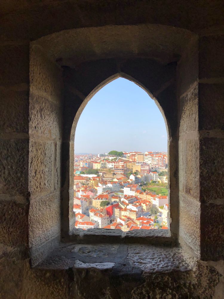 View from a medieval castle window in Portugal.