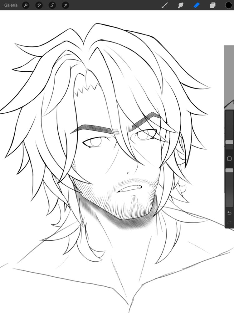 A digital bust sketch from the character Gallagher from Honkai Star Rail. 