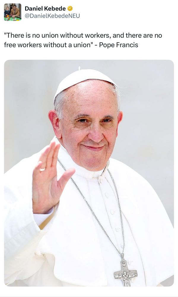 Quote and portrait of Pope Francis posted on twitter by Daniel Kebede, General Secretary of the Nation Education Association in Europe. 