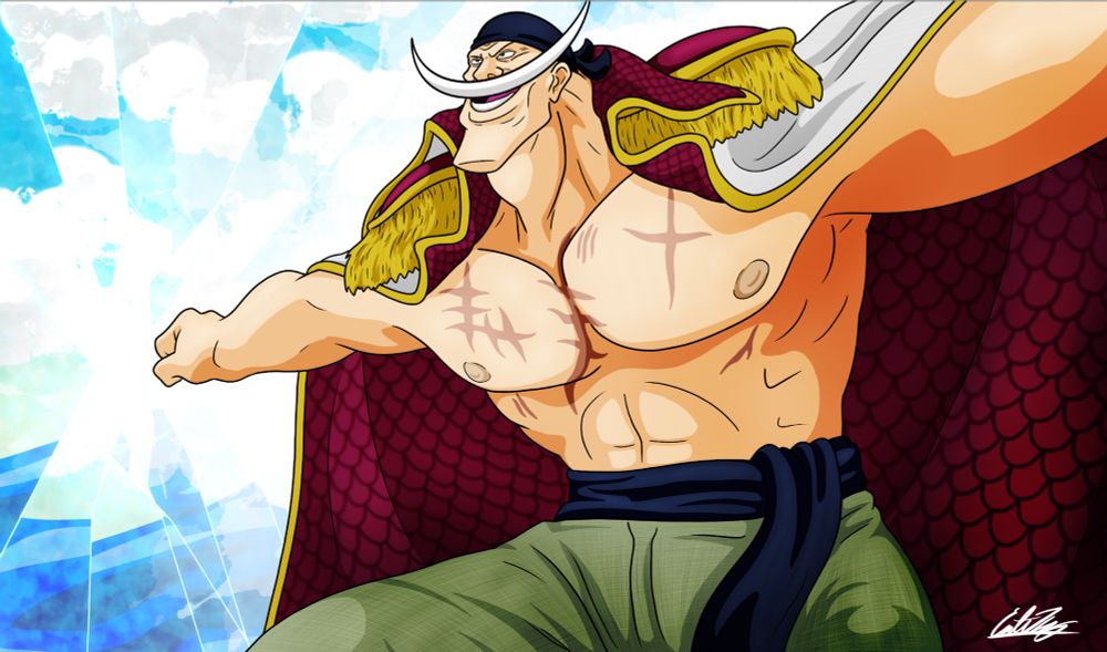 Edward Newgate, aka Whitebeard, from One Piece shattering the air around him at Marineford