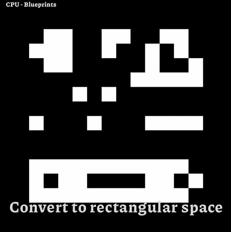 Pixelated data in white / black, that sort of looks like a distorted version of the hexagons from the previous image