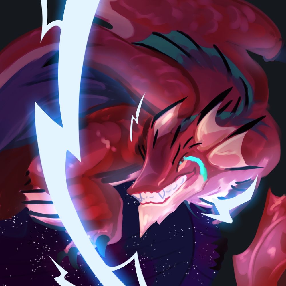 Letaaef looms over the Sandtide, Her Ship, as lightning crackles around her.