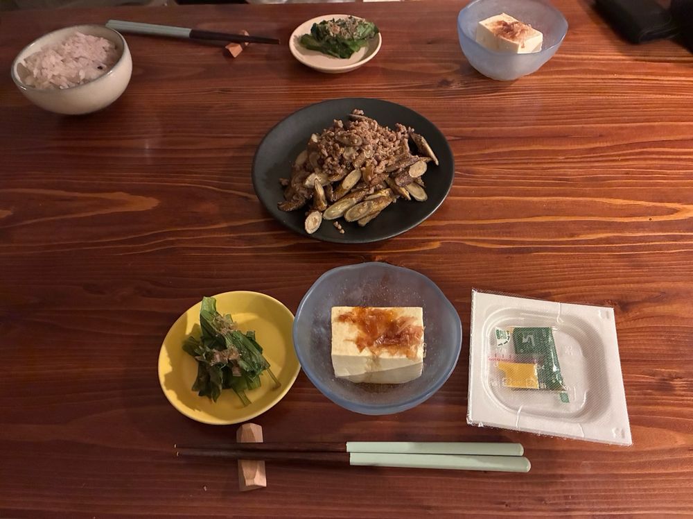 ごぼうとひき肉の麺つゆ炒め