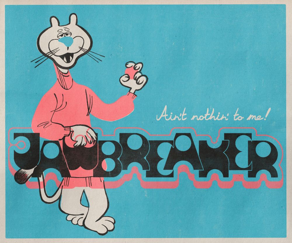 Cartoon drawing of an anthropomorphic mountain lion who can bite through a jawbreaker as if it were butter.