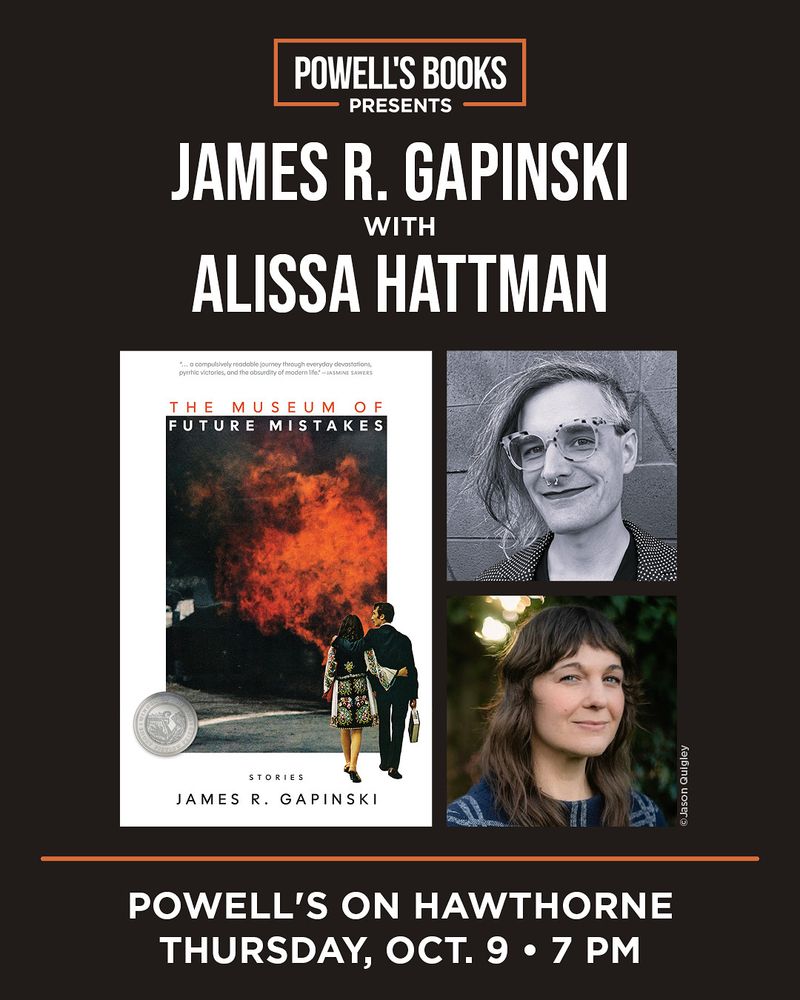 Graphic advertising an author event on October 9th at 7:00pm at Powell’s Books on NE Hawthorne Boulevard in Portland, Oregon.