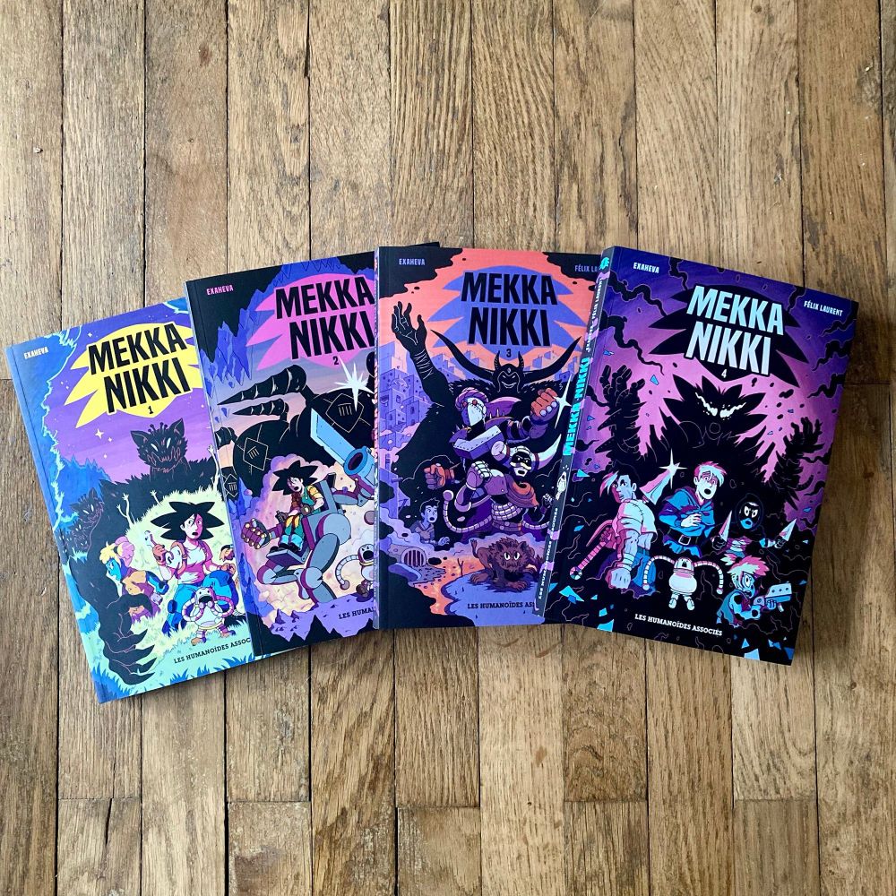 les 4 tomes de Mekka Nikki, sortis aux Humanoïdes Associés.