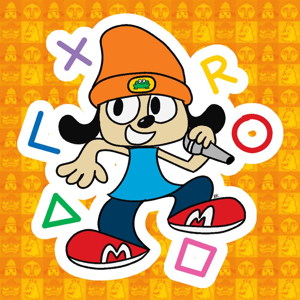 PaRappa the Rapper from PaRappa the Rapper surrounded by Playstation button icons