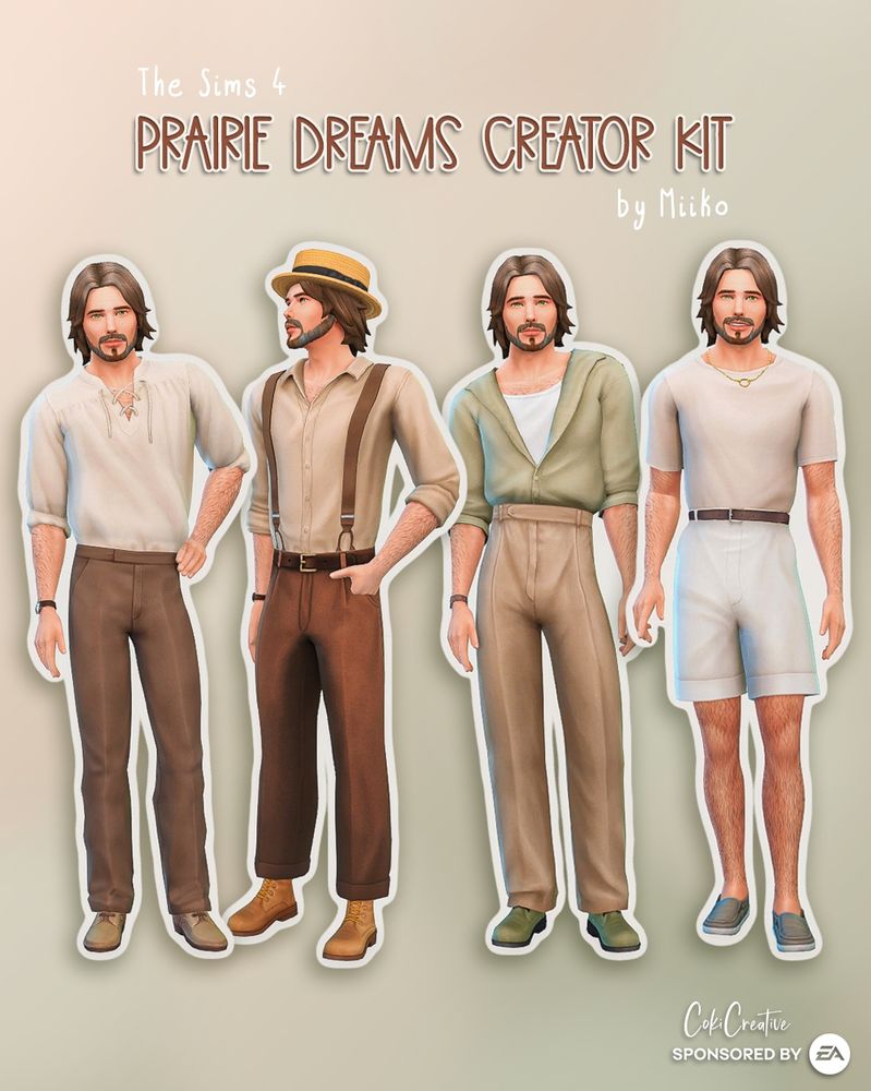 Sims 4 Prairie Dreams Kit men's Look Book