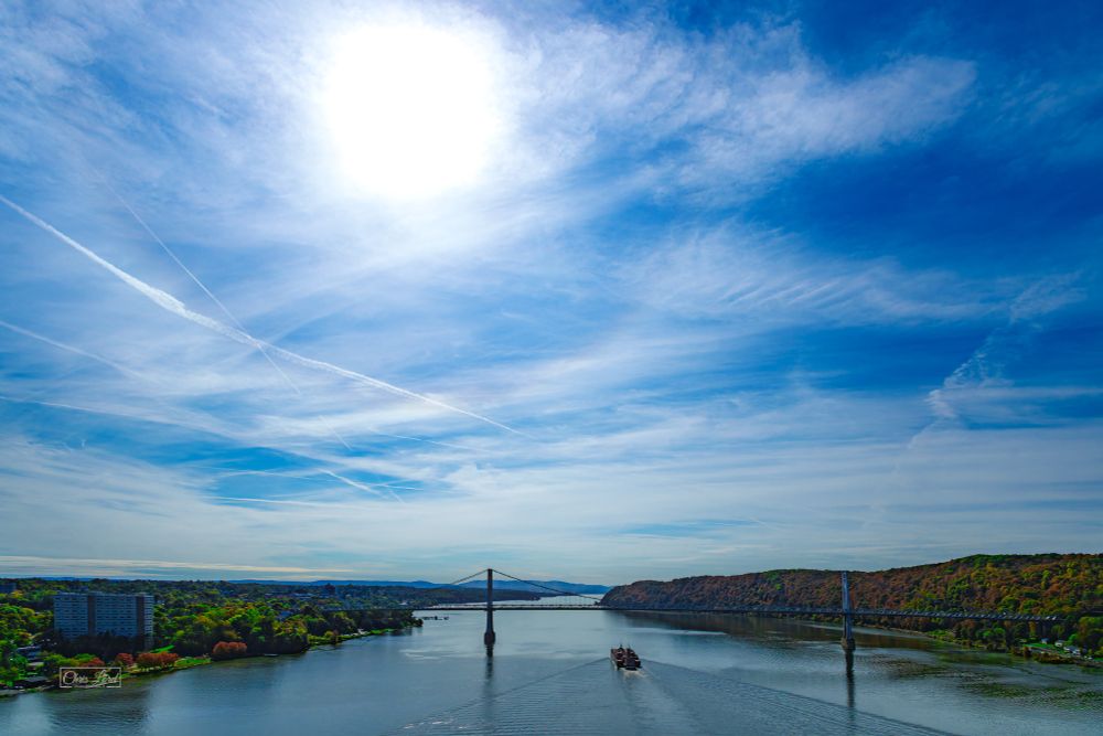 A view of the Hudson and the Mid-Hudson Bridge