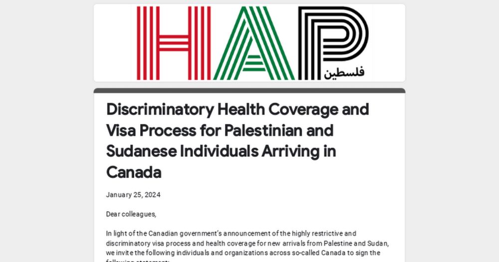 Discriminatory Health Coverage and Visa Process for Palestinian and Sudanese Individuals Arriving in...