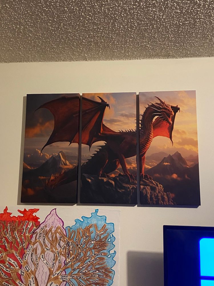 Red dragon roaring on top of the mountains 