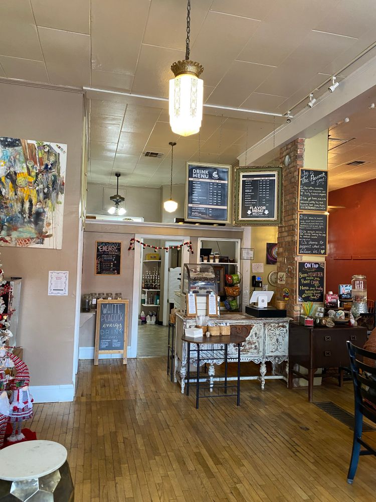 The coffee house counter and mission statement 