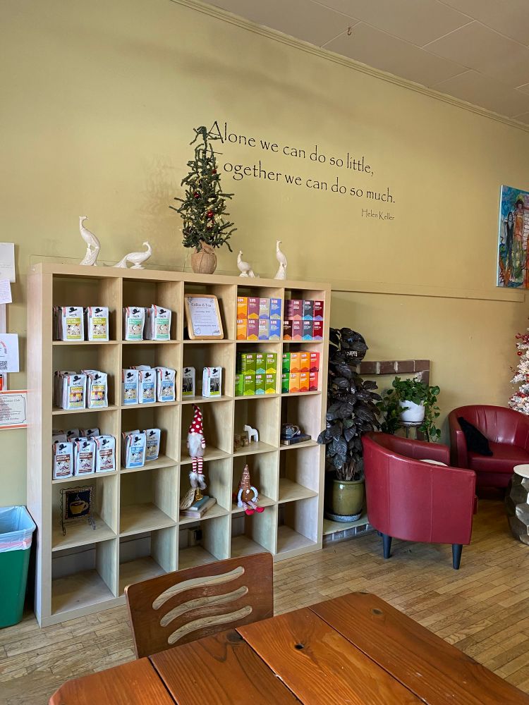 Inside the White Peacock (teas and coffee bags to buy)