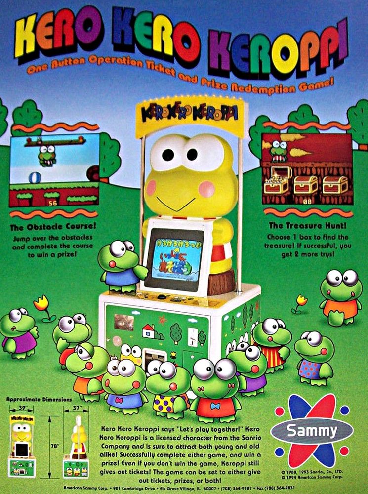 Flyer for the Sammy arcade game kero kero keroppi
