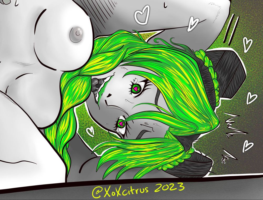 Drawing: zoom in of previous image showing Jolyne's face. 