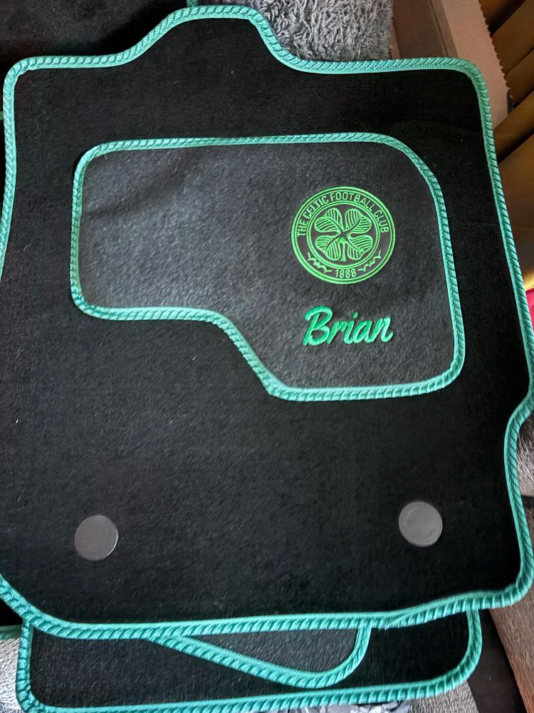 Drivers side car mat, Dacia, Celtic FC logo and my name