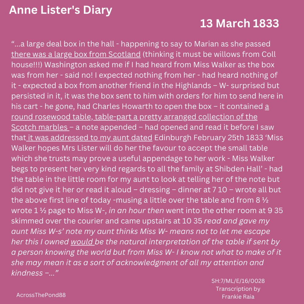 Ann sends a round rosewood table from Scotland to aunt Anne - undercover for Anne.