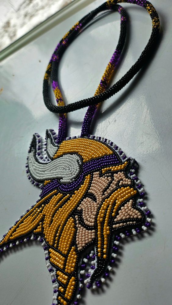 Beaded medallion of the Minnesota Vikings logo
