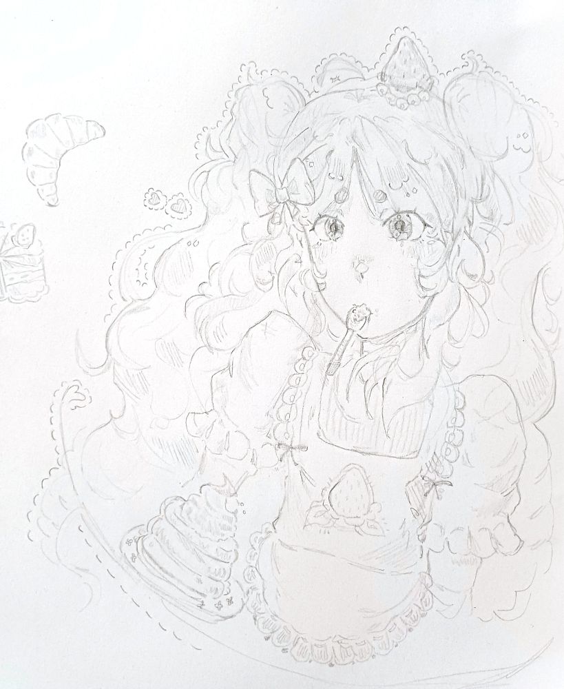 traditional drawing of my oc with a filter over it so it looks cool and...digital?