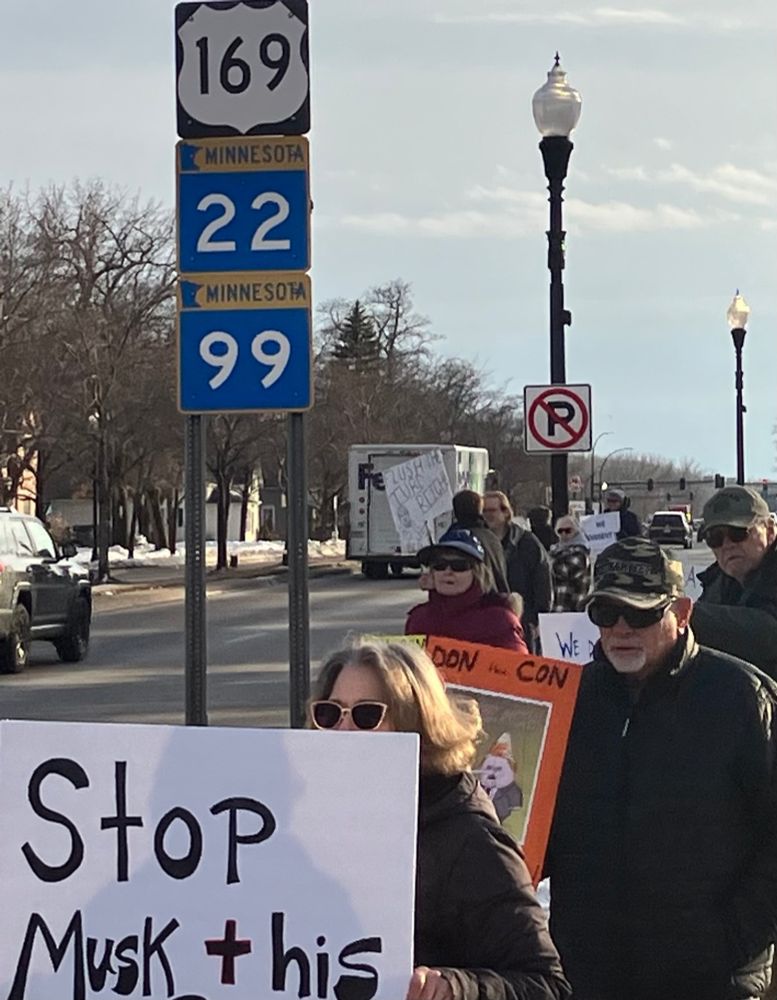 Local Indivisible chapter demonstrating along highway 169 in St. Peter, MN.